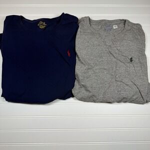 Polo Ralph Lauren Pair Of Long Sleeve Shirts Men's XXL Navy Blue And Gray Used